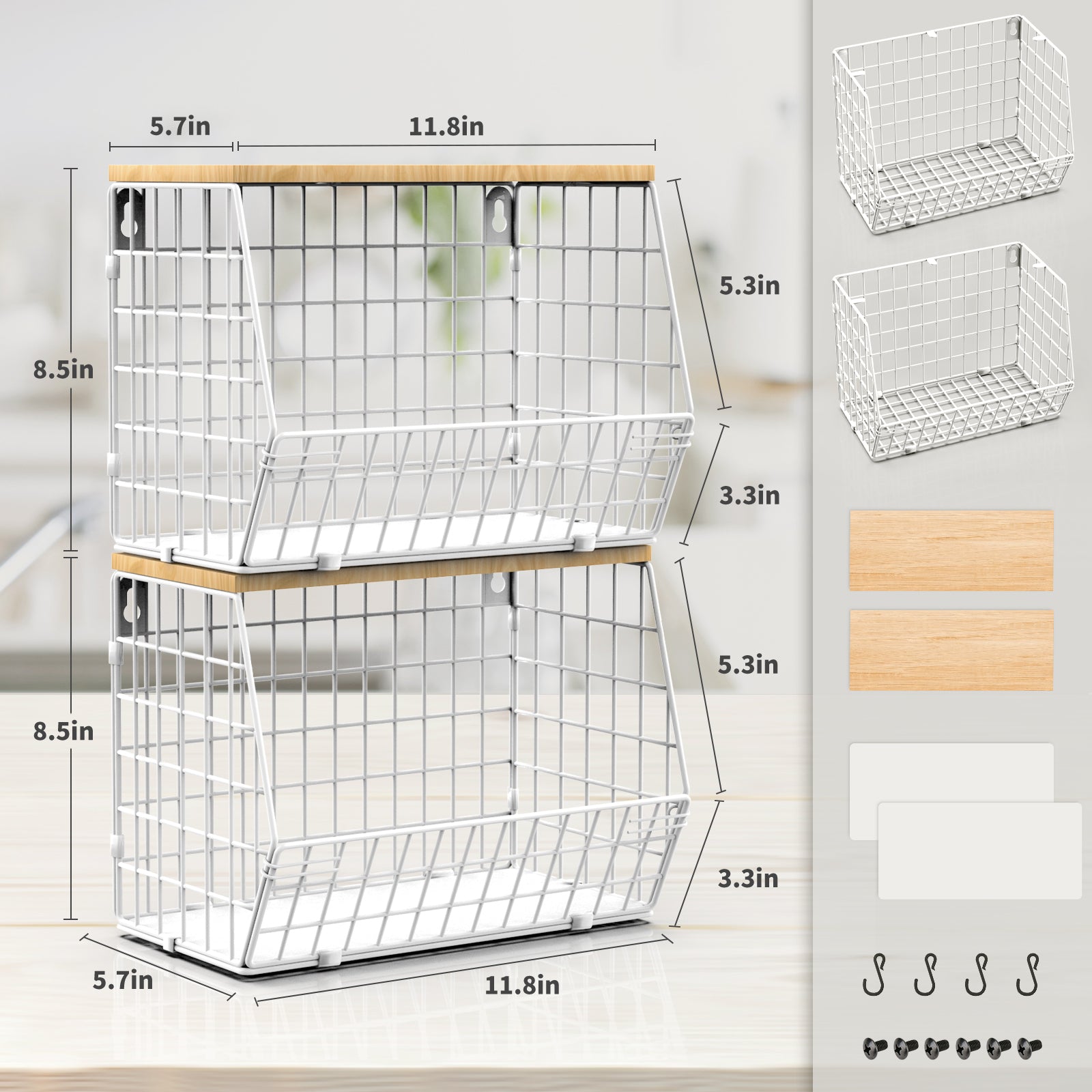 Mefirt Wire Storage Baskets-White