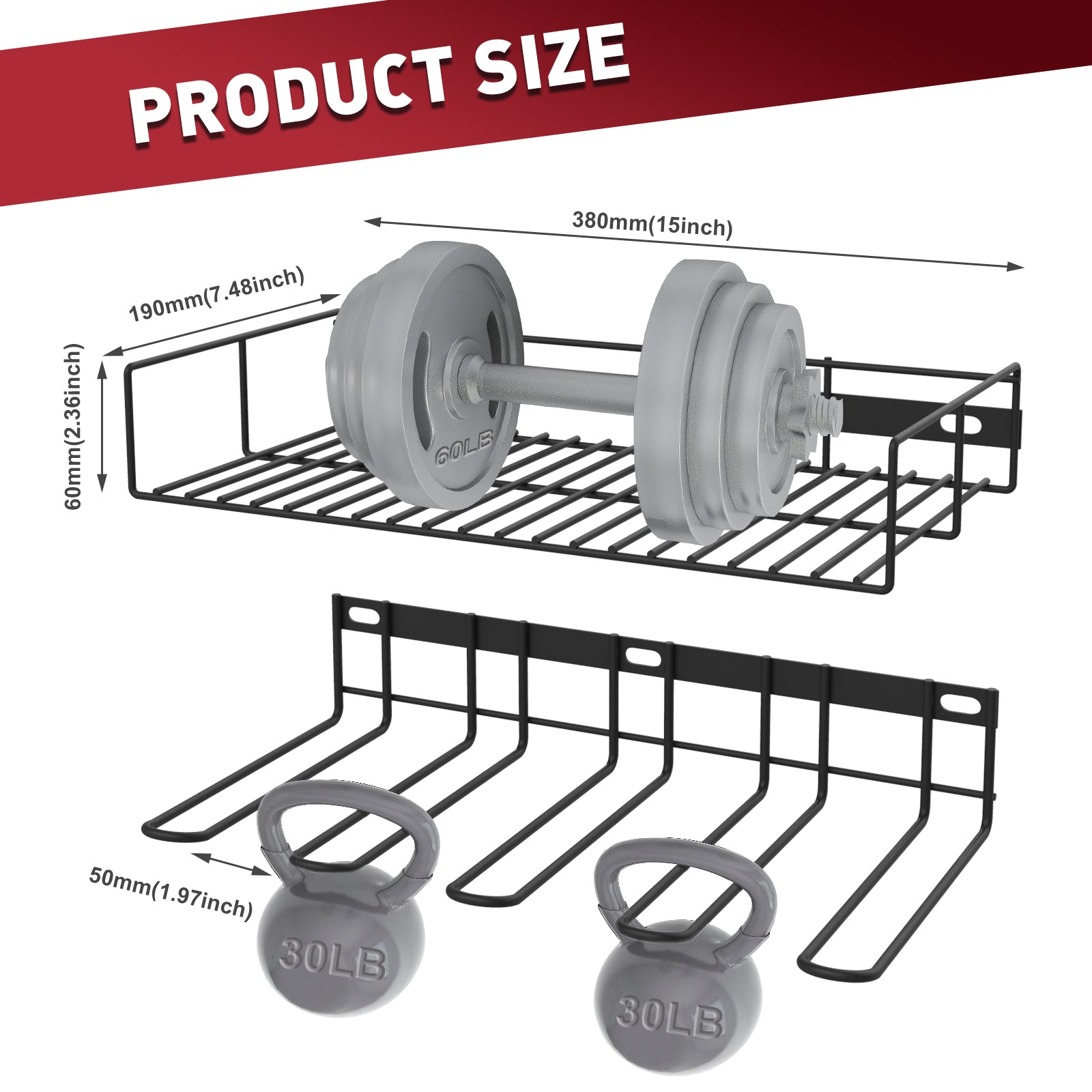 2-Tier Power Tool Organizer, Wall-Mounted Storage for Workshop