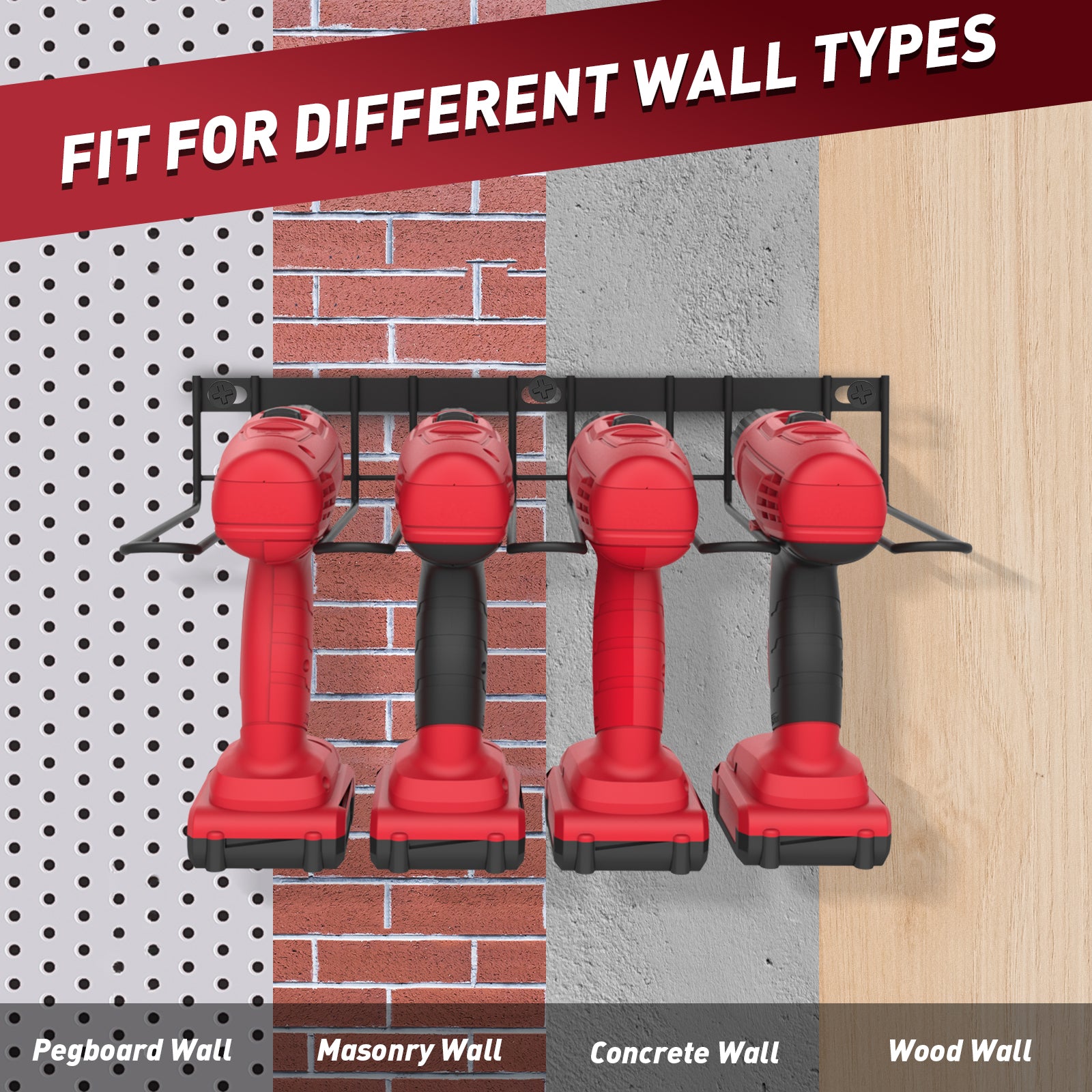 2-Tier Power Tool Organizer, Wall-Mounted Storage for Workshop