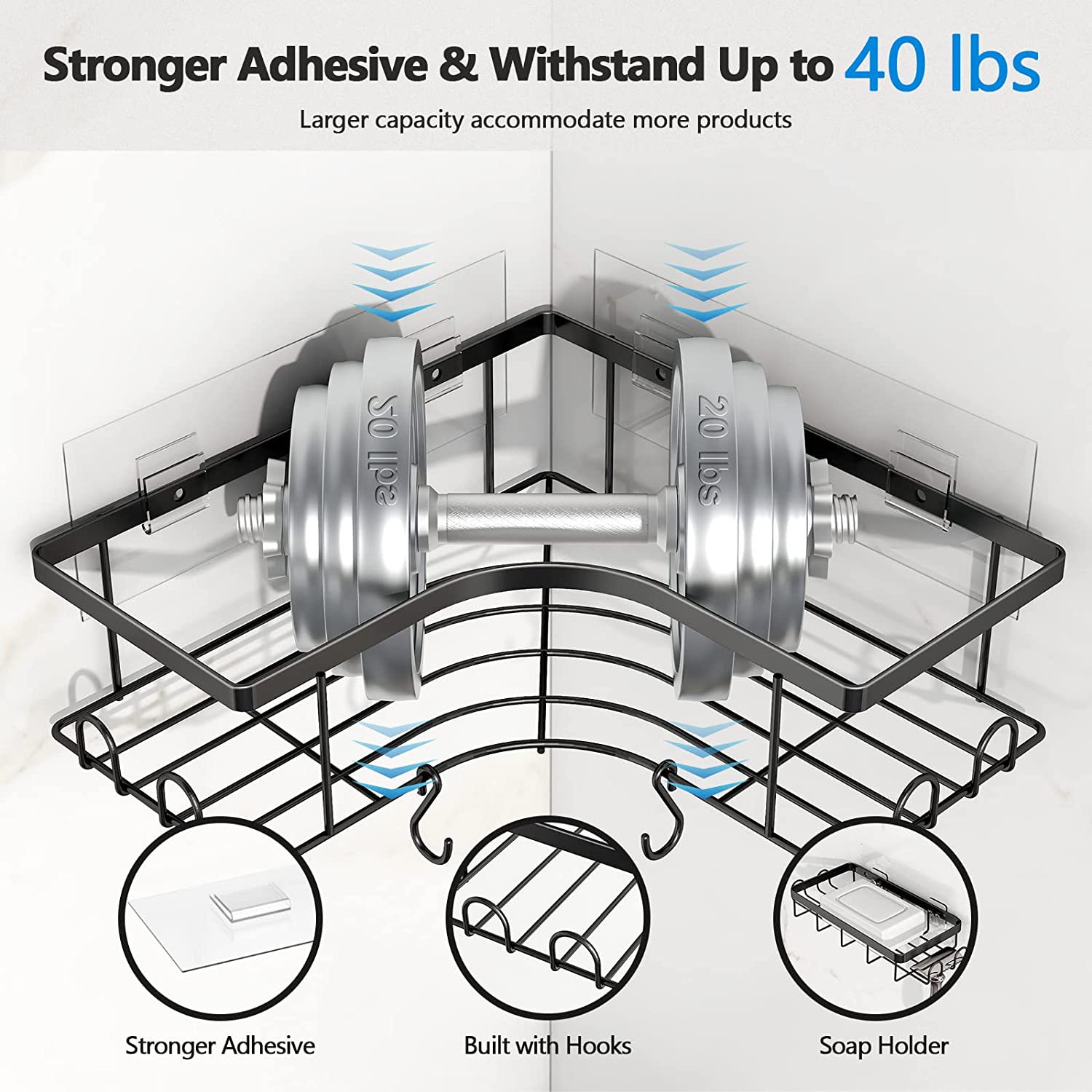 shower shelves with stronger adhesive