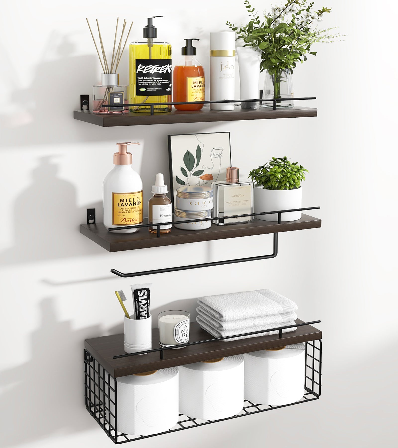 floating wall shelves-brown
