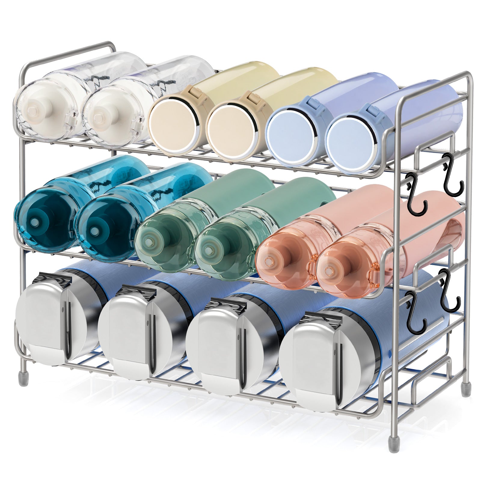 Water Bottle Organizer| 3-Tier, Black